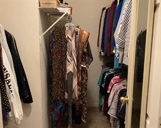 Clothing sizes Womens L to XL with name brands like Chico (Sizes 2 and 3), Coldwater Creek, Polo, Anne Klein, etc.
