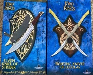 Lord of the Rings Elven Knife of Strider and Fighting Knives of Legolas