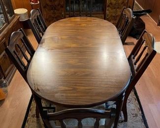 Dining room table and six chairs 