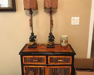 Robb and Stuckey Bronze sitting monkey lamps