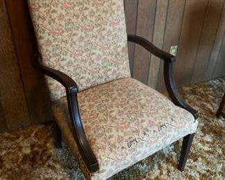 Tapestry Covered Arm Chair Vintage
