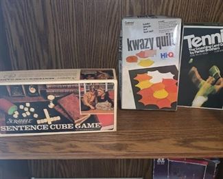 Vintage Board Games Scrabble Sentence Cub, Kwazy Quilt, Tennis