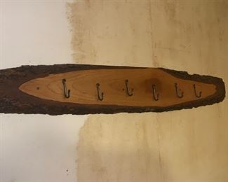 Wood Slab Coat Rack Hooks