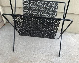Midcentury Modern Metal Iron Magazine Rack