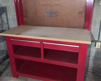 Metal Work Bench with Peg Board
