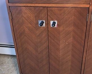 Midcentury Modern Bookmatch Credenza, Armoire, Buffet, Storage Cabinet