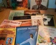 Vintage Vinyl LP Record Album - Johnny Mathis, Buck Owens in Tennessee Ernie Ford music hall, Up with People 1 and 3, Nightfall Carmen Dragon, Finlandia, he Firebird, Mary Martin tells the story and sings the songs of the Sound of Music, Best of Buck Owens volume two.