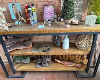 metal and wood console table