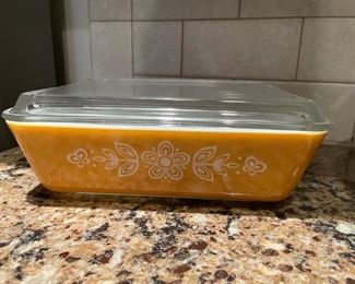 Butterfly Gold Pyrex Casserole Dish