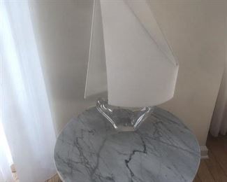 Daum France crystal sailboat lamp