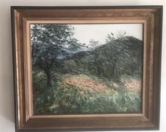 Jacques-Michel Dunoyer  oil on cloth - 60 x 75 cm      View of the flowered provencal countryside           