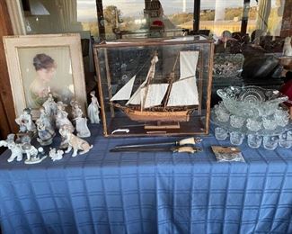 Saling ship, vintage sharpening tools, LLADROS, pretty pastel