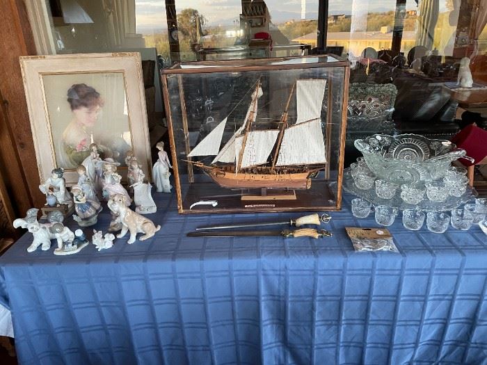 Saling ship, vintage sharpening tools, LLADROS, pretty pastel