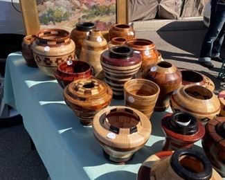We have a gorgeous collection of hand turned exotic hardwood bowls and vases.
