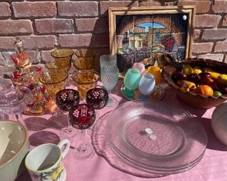 bohemian glass, painted glassware, decorative tiles and more