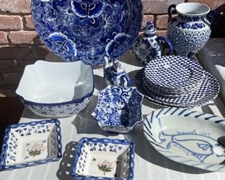 Chinese butterfly plate, pretty blue and white