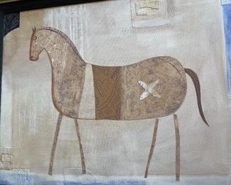 Horse painting, somewhere between Western and a Greek Archaic Trojan horse.