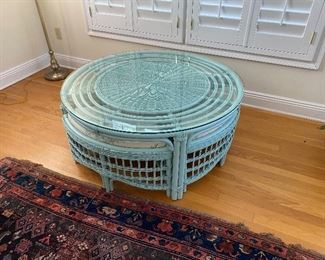 Turquoise Cocktail Table with 4 Seats