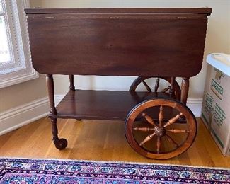 Tea Cart with Glass Tray Top