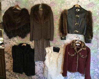 Leather and Fur Trim Jackets/Vests