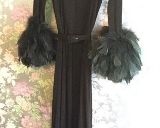 Knit Dress w/Feather Trim Sleeves - What a Knock Out!!