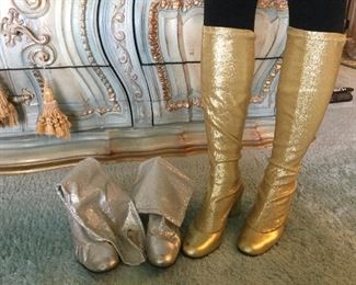 Gold & Silver Stretch  Go Go Boots