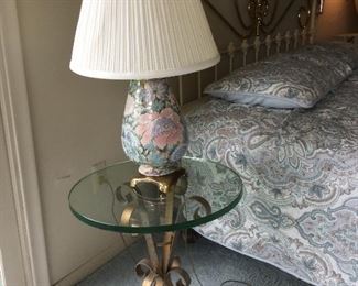 Iron Base Glass Top Side Table