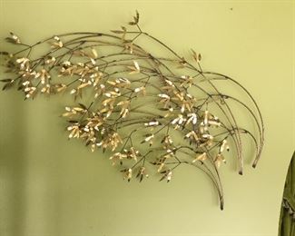 Metal Wall Sculpture by C. Jere "Blowing Bamboo"