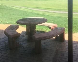 Concrete Patio Table w/Benches