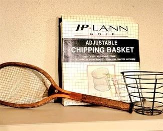 Antique Tennis Racquet                                                                              JP Lann Golf Adjustable Chipping Basket