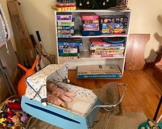 Games and puzzles.  Kid’s toy Pram