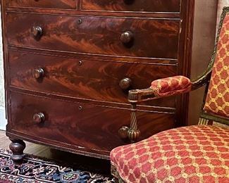 Late 1800s English flame mahogany chest 