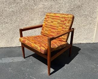 Danish modern teak armchair with original upholstery. Lot #3230