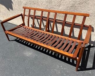 Danish modern teak sofa with original upholstery. Lot #3231