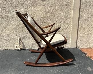 1960s Frank Reenskaug for Bramin teak rocking chair. Lot #3232