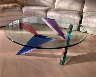 Colored lucite and glass coffee table. Lot #3753