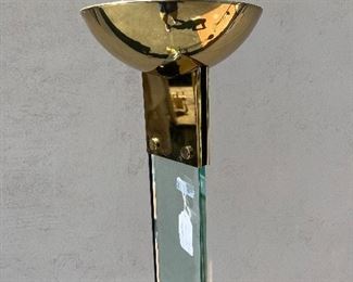 Vintage Bauhaus brass and glass floor lamp. Lot #3796