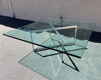 Chrome and glass coffee table. Lot #3790