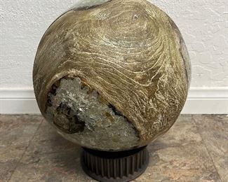 Wood and stone ball sculpture. Lot #3771