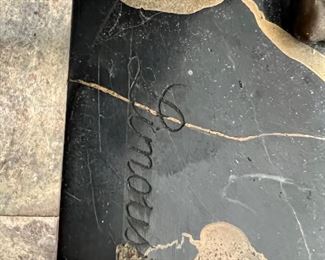 Signed monkey metal and marble sculpture- AS IS. Lot #3784