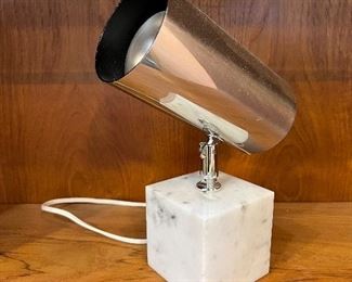 Chrome and marble table light. Lot #3730