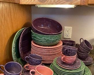 Bordallo Pinheiro Portuguese Majolica Butterfly Pattern Set of Dishes