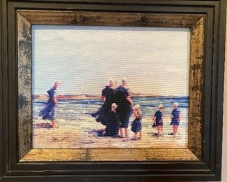 Unique Painting of Amish family at the beach