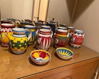 Italian hand painted  porcelain ceramic pitchers