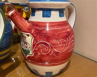 Close up of one of the handpainted pitchers