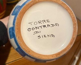 Torre Contrada D'Siena Signature on bottom of Italian Pitchers
