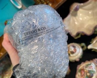 Label Tape on the Tiffany & Co. Champagne Flutes