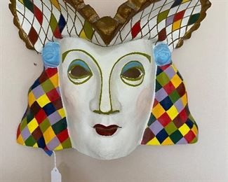 Authentic vintage Mondonovo venetian mask by master sculptor and mask-maker Guerrino Lovato. Finely crafted papier-mâché with amazing details!