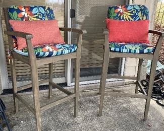 Counter Height Teak Bar Stools with Cushions