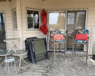 Counter Height Teak Bar Stools, Folding Lounge Chairs, Outdoor Side Tables, Patio Umbrella